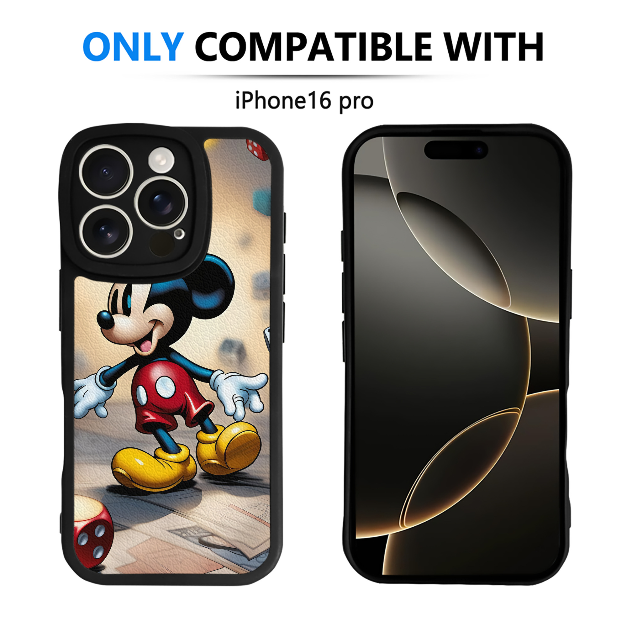 （画像用） ミッキーマウス Mickey Mouse 【iPhone 16シリーズ対応】シリコンスマホケース（レザー調） 材質：シリコン
